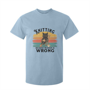 Funny Black Cat T Shirt For Kid Knitting Because Murder Is Wrong Gift TS12 Light Blue Print Your Wear