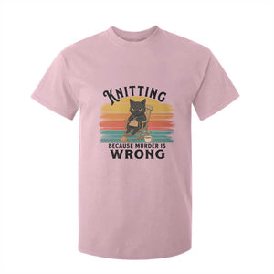 Funny Black Cat T Shirt For Kid Knitting Because Murder Is Wrong Gift TS12 Light Pink Print Your Wear