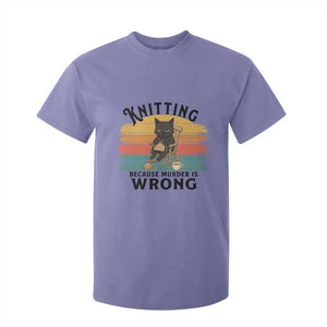 Funny Black Cat T Shirt For Kid Knitting Because Murder Is Wrong Gift TS12 Violet Print Your Wear