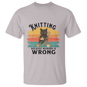 Funny Black Cat T Shirt Knitting Because Murder Is Wrong Gift - Print Your Wear