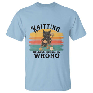 Funny Black Cat T Shirt Knitting Because Murder Is Wrong Gift - Print Your Wear