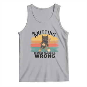 Funny Black Cat Tank Top Knitting Because Murder Is Wrong Gift TS12 Athletic Heather Print Your Wear