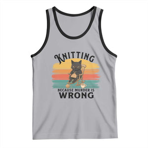 Funny Black Cat Tank Top Knitting Because Murder Is Wrong Gift TS12 Athletic Heather Black Print Your Wear