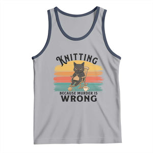 Funny Black Cat Tank Top Knitting Because Murder Is Wrong Gift TS12 Athletic Heather Navy Print Your Wear