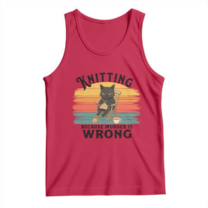 Funny Black Cat Tank Top Knitting Because Murder Is Wrong Gift TS12 Red Print Your Wear
