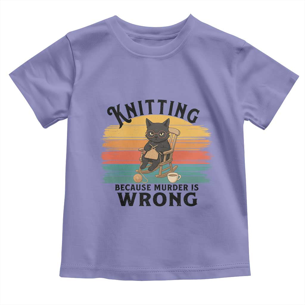 Funny Black Cat Toddler T Shirt Knitting Because Murder Is Wrong Gift TS12 Violet Print Your Wear