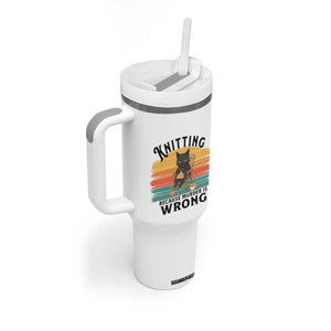 Funny Black Cat Tumbler With Handle Knitting Because Murder Is Wrong Gift TS12 Print Your Wear