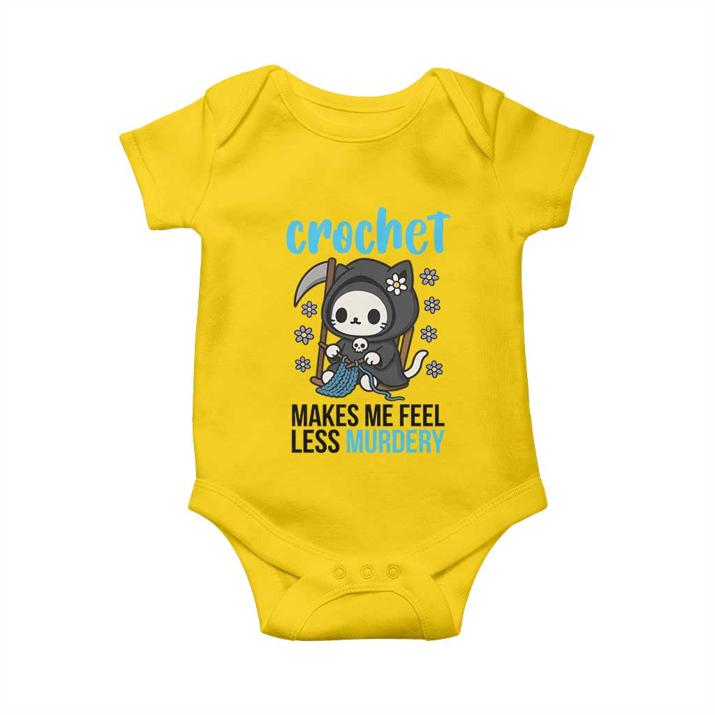 Crochet Makes Me Feel Less Murdery Baby Onesie Grim Reaper Cat Gift TS12 Daisy Print Your Wear