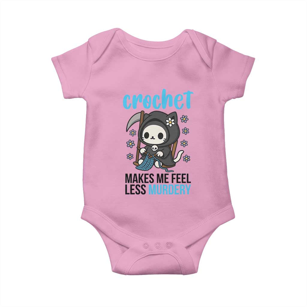 Crochet Makes Me Feel Less Murdery Baby Onesie Grim Reaper Cat Gift TS12 Light Pink Print Your Wear