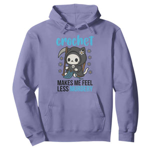 Crochet Makes Me Feel Less Murdery Hoodie Grim Reaper Cat Gift TS12 Violet Print Your Wear