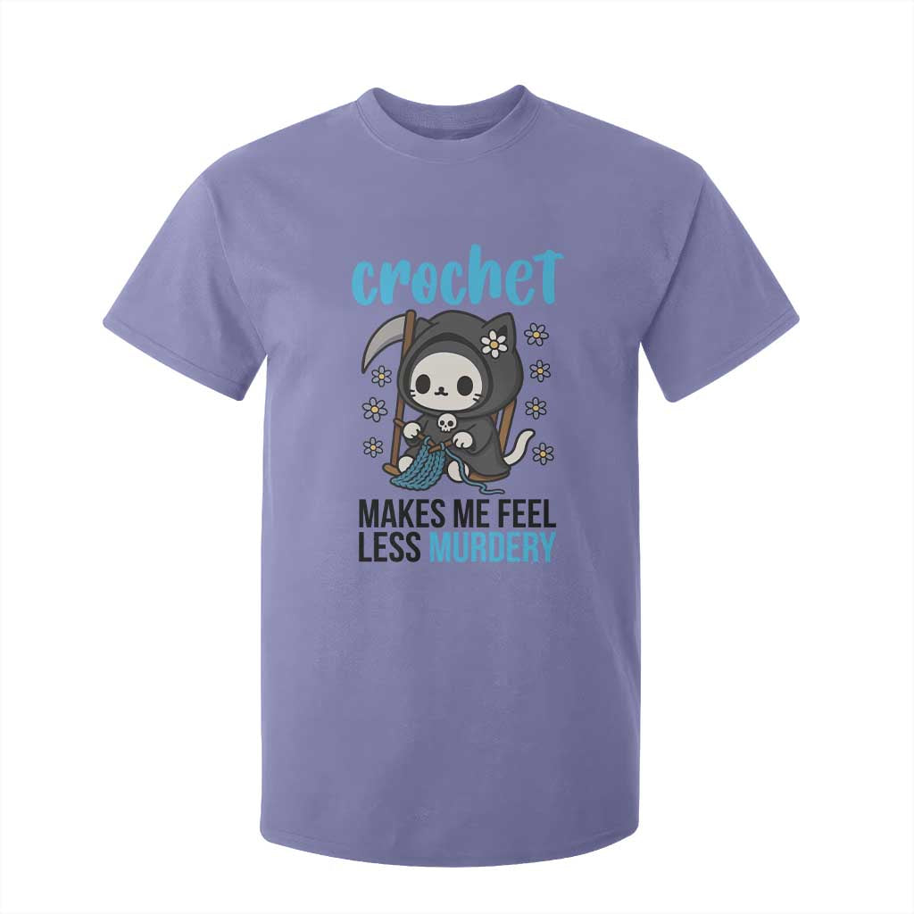 Crochet Makes Me Feel Less Murdery T Shirt For Kid Grim Reaper Cat Gift TS12 Violet Print Your Wear