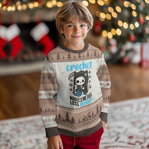 Crochet Makes Me Feel Less Murdery Ugly Christmas Sweater Grim Reaper Cat Gift TS12 Mocha Mousse Print Your Wear