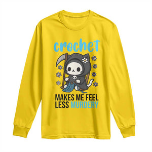 Crochet Makes Me Feel Less Murdery Long Sleeve Shirt Grim Reaper Cat Gift TS12 Daisy Print Your Wear