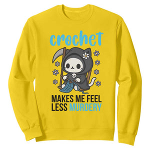 Crochet Makes Me Feel Less Murdery Sweatshirt Grim Reaper Cat Gift TS12 Daisy Print Your Wear