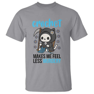 Crochet Makes Me Feel Less Murdery T Shirt Grim Reaper Cat Gift - Print Your Wear