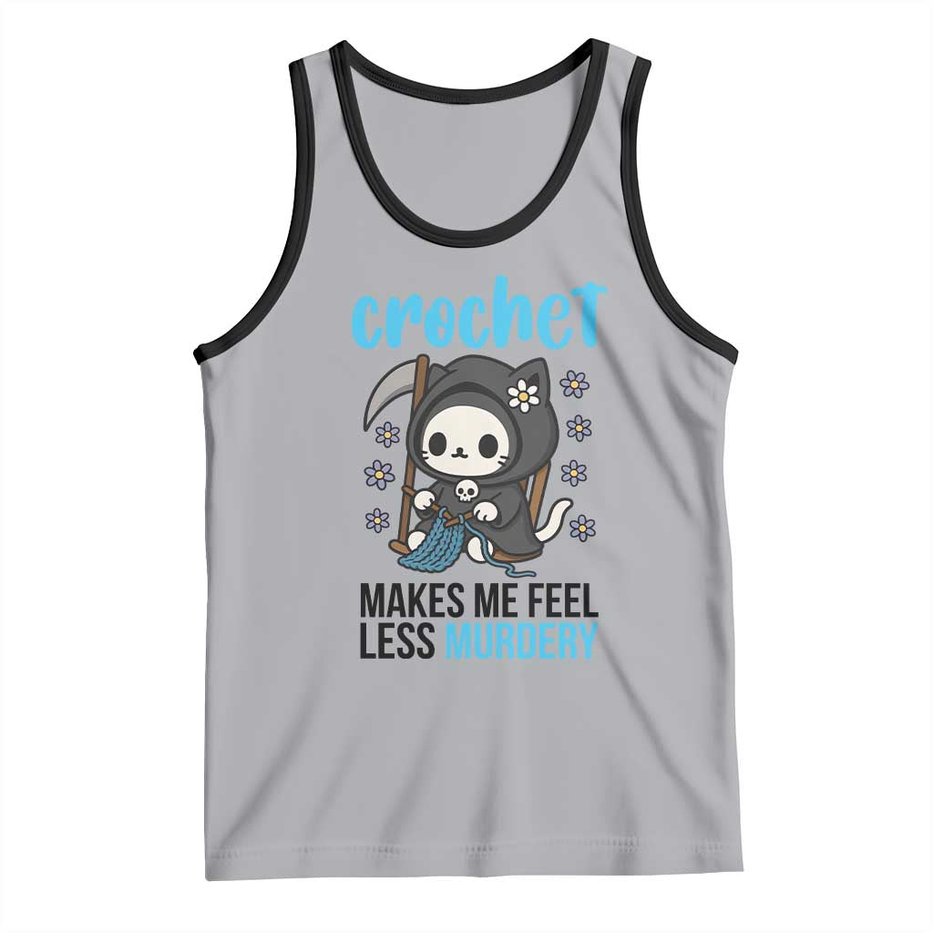 Crochet Makes Me Feel Less Murdery Tank Top Grim Reaper Cat Gift TS12 Athletic Heather Black Print Your Wear