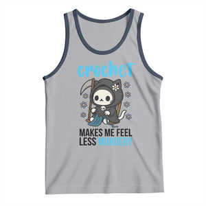Crochet Makes Me Feel Less Murdery Tank Top Grim Reaper Cat Gift TS12 Athletic Heather Navy Print Your Wear