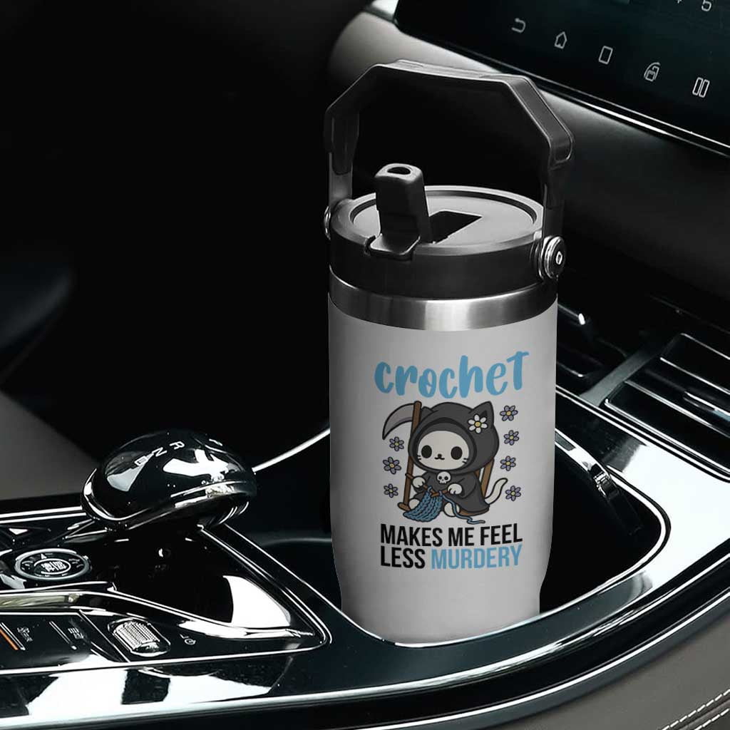 Crochet Makes Me Feel Less Murdery Flip Straw Tumbler Grim Reaper Cat Gift TS12 Print Your Wear