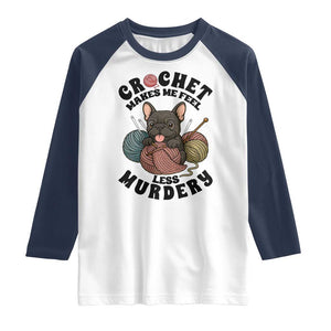 French Bulldog Raglan Shirt Crochet Makes Me Feel Less Murdery TS12 White Navy Print Your Wear