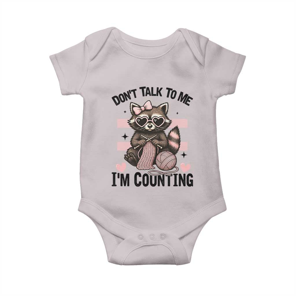 Do Not Talk To Me I Am Counting Baby Onesie Funny Crochet Raccoon TS12 Ice Gray Print Your Wear