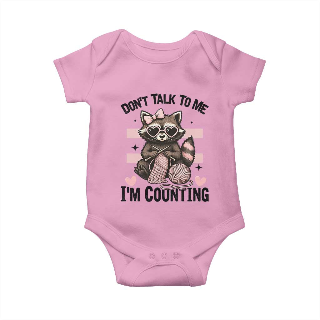 Do Not Talk To Me I Am Counting Baby Onesie Funny Crochet Raccoon TS12 Light Pink Print Your Wear