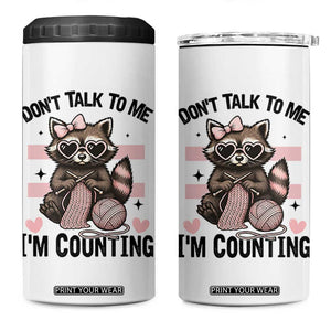 Do Not Talk To Me I Am Counting 4 in 1 Can Cooler Tumbler Funny Crochet Raccoon TS12 One Size: 16 oz White Print Your Wear