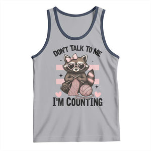 Do Not Talk To Me I Am Counting Tank Top Funny Crochet Raccoon TS12 Athletic Heather Navy Print Your Wear