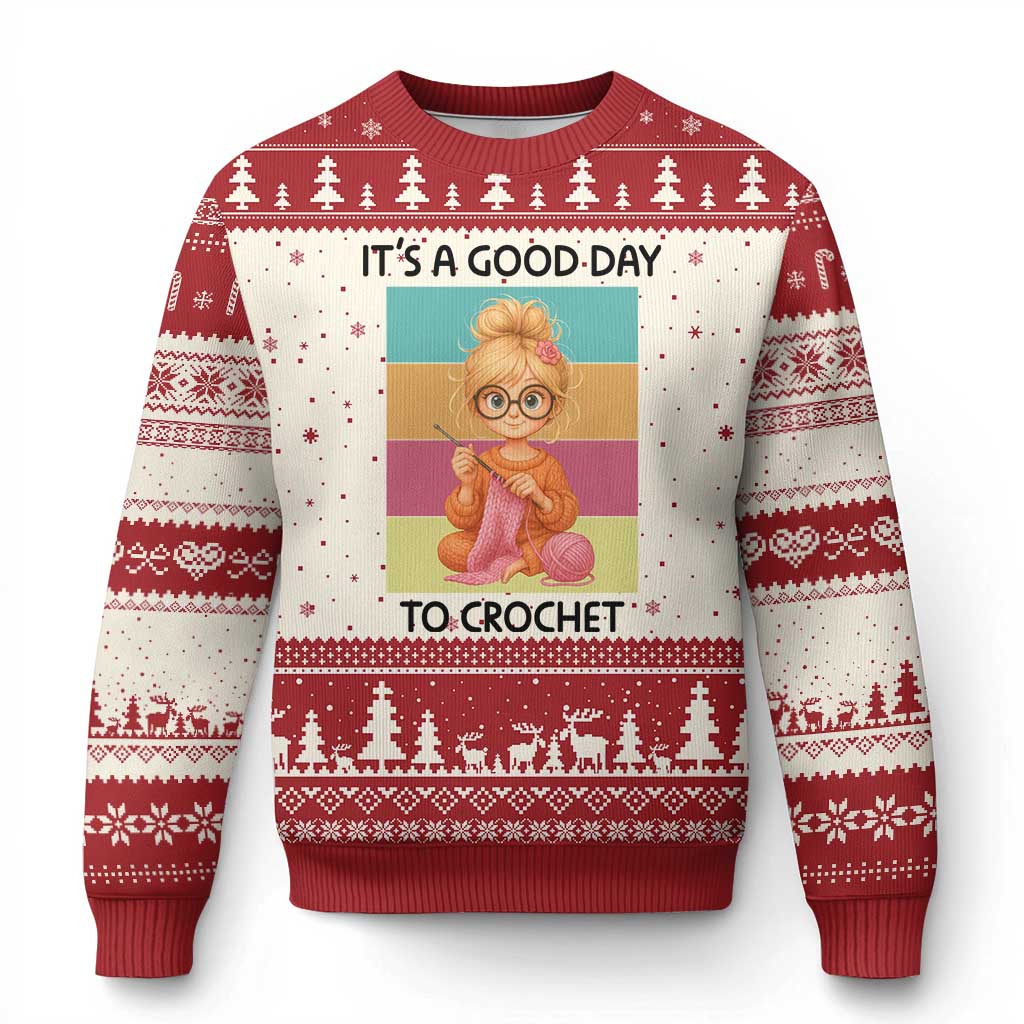 Its A Good Day To Crochet Ugly Christmas Sweater Crochet Mom Gift TS12 Beige Red Print Your Wear
