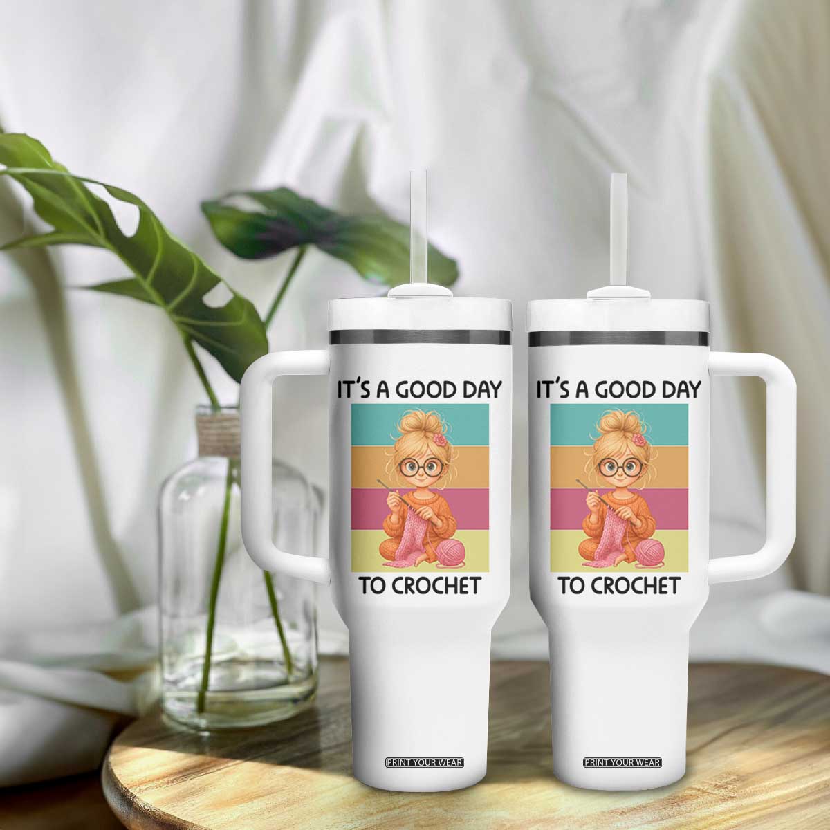 Its A Good Day To Crochet Tumbler With Handle Crochet Mom Gift TS12 Print Your Wear