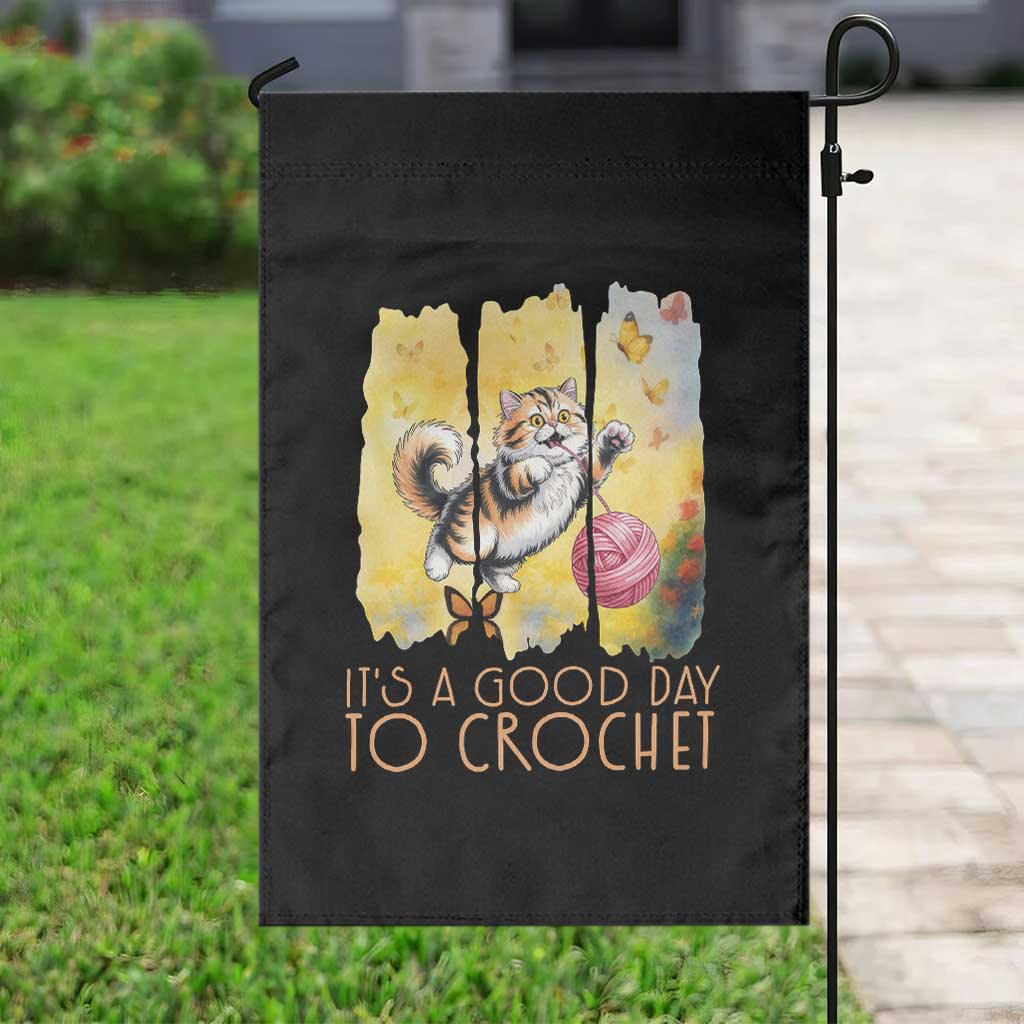 Its A Good Day To Crochet Garden Flag Cute Cat Chasing Yarn TS12 Print Your Wear