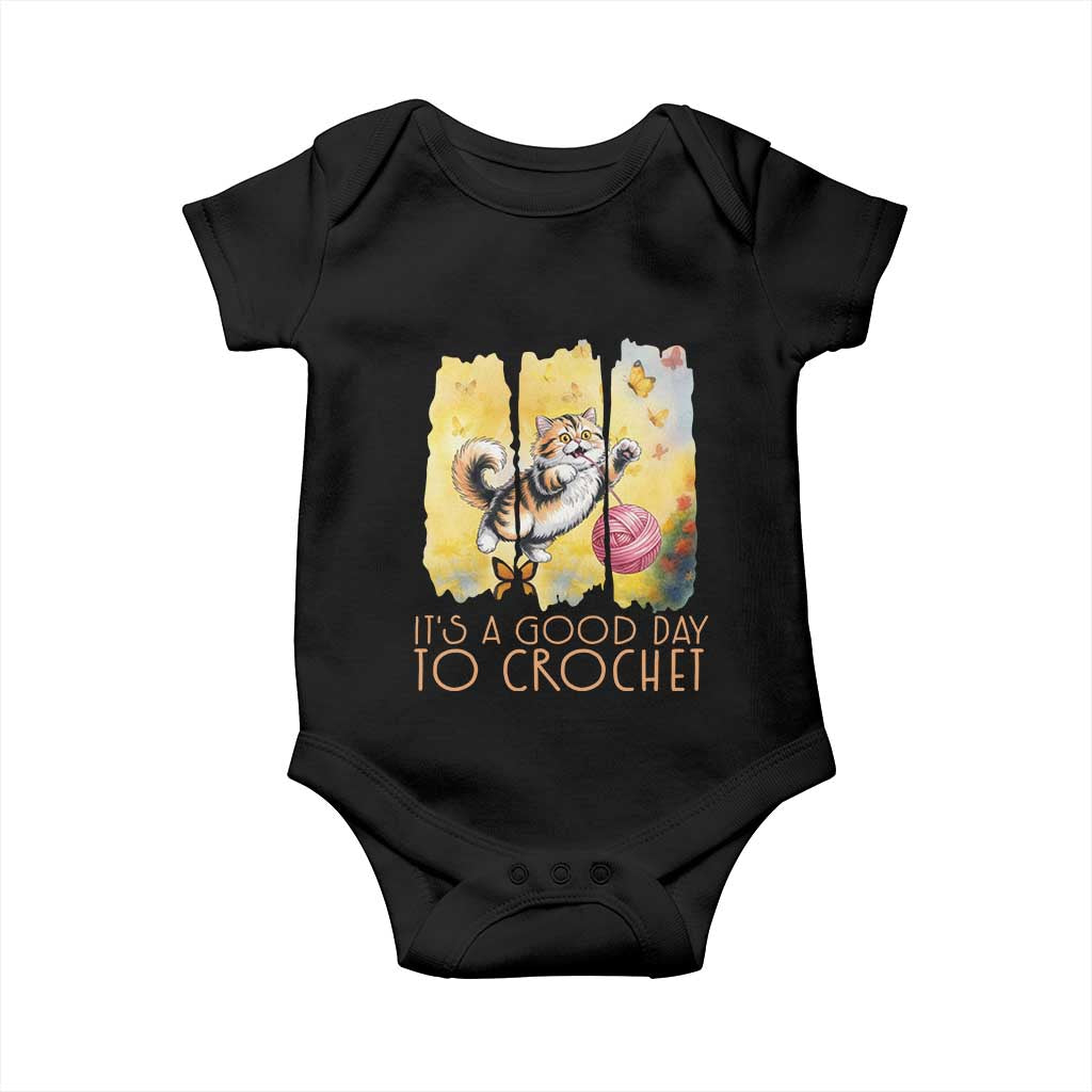Its A Good Day To Crochet Baby Onesie Cute Cat Chasing Yarn TS12 Black Print Your Wear