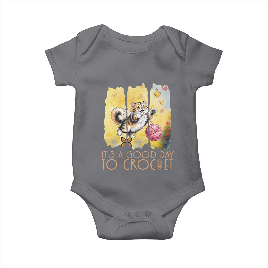 Its A Good Day To Crochet Baby Onesie Cute Cat Chasing Yarn TS12 Charcoal Print Your Wear
