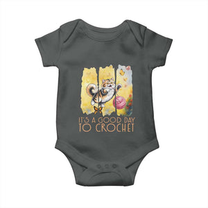 Its A Good Day To Crochet Baby Onesie Cute Cat Chasing Yarn TS12 Dark Heather Print Your Wear