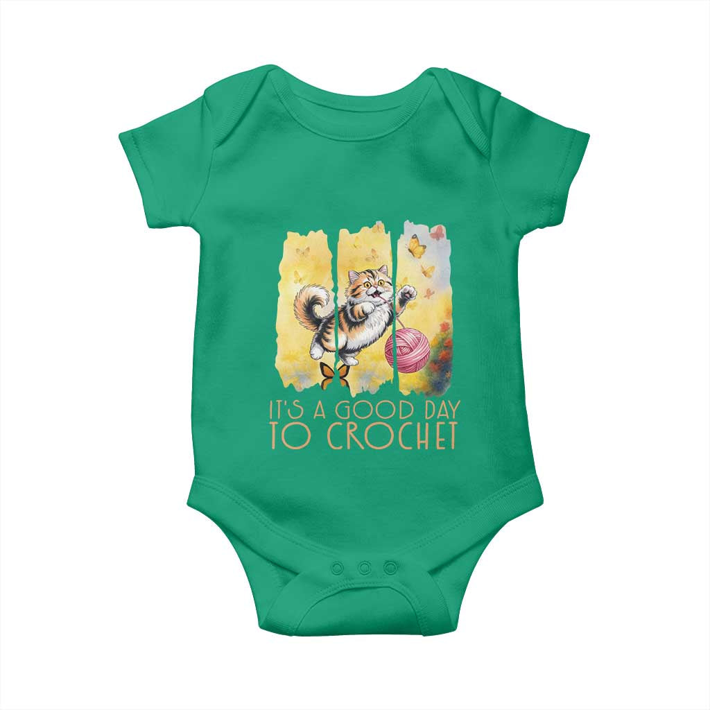 Its A Good Day To Crochet Baby Onesie Cute Cat Chasing Yarn TS12 Irish Green Print Your Wear