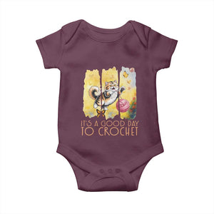 Its A Good Day To Crochet Baby Onesie Cute Cat Chasing Yarn TS12 Maroon Print Your Wear