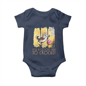 Its A Good Day To Crochet Baby Onesie Cute Cat Chasing Yarn TS12 Navy Print Your Wear