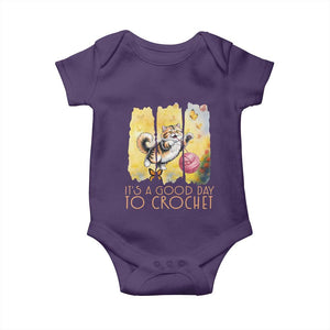 Its A Good Day To Crochet Baby Onesie Cute Cat Chasing Yarn TS12 Purple Print Your Wear