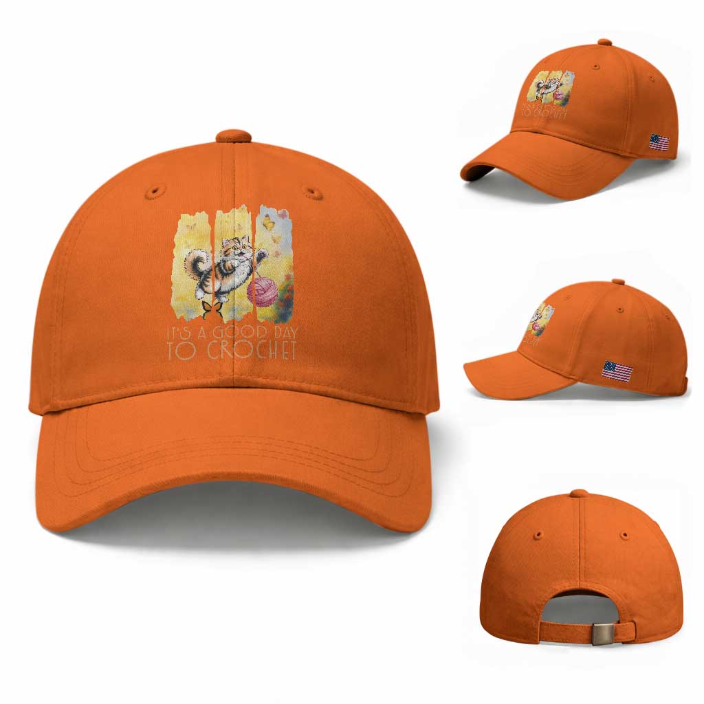 It’s A Good Day To Crochet Baseball Cap Cute Cat Chasing Yarn TS12 Baseball Cap Universal Fit Orange Print Your Wear