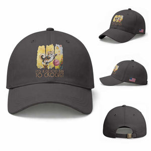 It’s A Good Day To Crochet Baseball Cap Cute Cat Chasing Yarn TS12 Baseball Cap Universal Fit Dark Gray Print Your Wear