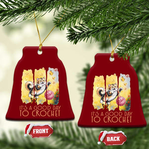 Its A Good Day To Crochet Ceramic Ornament Cute Cat Chasing Yarn TS12 Print Your Wear