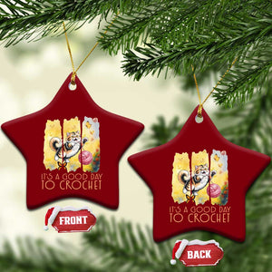 Its A Good Day To Crochet Ceramic Ornament Cute Cat Chasing Yarn TS12 Print Your Wear