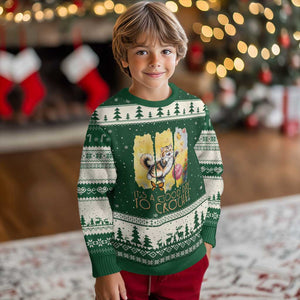 Its A Good Day To Crochet Ugly Christmas Sweater Cute Cat Chasing Yarn TS12 Forest Green Beige Print Your Wear