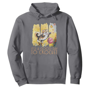 Its A Good Day To Crochet Hoodie Cute Cat Chasing Yarn TS12 Charcoal Print Your Wear