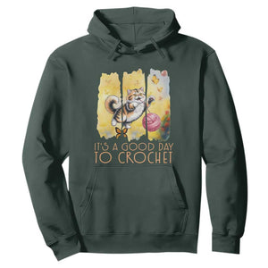 Its A Good Day To Crochet Hoodie Cute Cat Chasing Yarn TS12 Dark Forest Green Print Your Wear