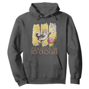 Its A Good Day To Crochet Hoodie Cute Cat Chasing Yarn TS12 Dark Heather Print Your Wear