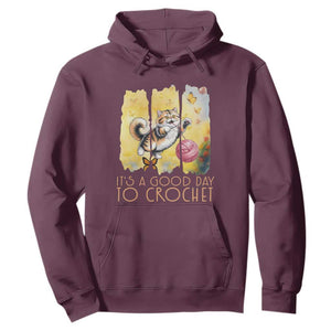 Its A Good Day To Crochet Hoodie Cute Cat Chasing Yarn TS12 Maroon Print Your Wear