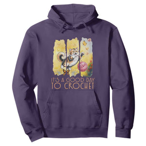 Its A Good Day To Crochet Hoodie Cute Cat Chasing Yarn TS12 Purple Print Your Wear