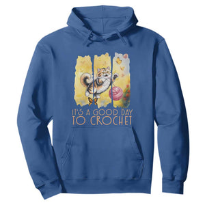 Its A Good Day To Crochet Hoodie Cute Cat Chasing Yarn TS12 Royal Blue Print Your Wear