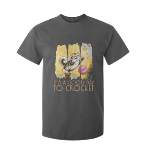 Its A Good Day To Crochet T Shirt For Kid Cute Cat Chasing Yarn TS12 Dark Heather Print Your Wear