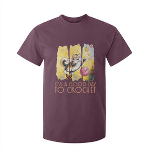 Its A Good Day To Crochet T Shirt For Kid Cute Cat Chasing Yarn TS12 Maroon Print Your Wear